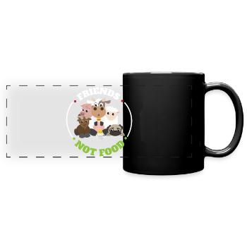 Friends No Food Vegan Funny Gift Idea - Full Colour Panoramic Mug - black - Front