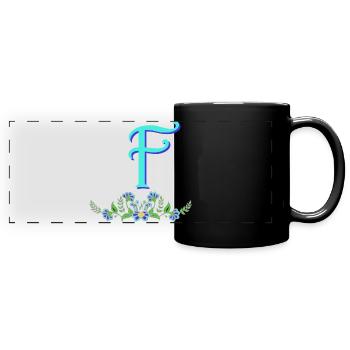 fleur bleue f - Mug panoramique uni - noir - Devant