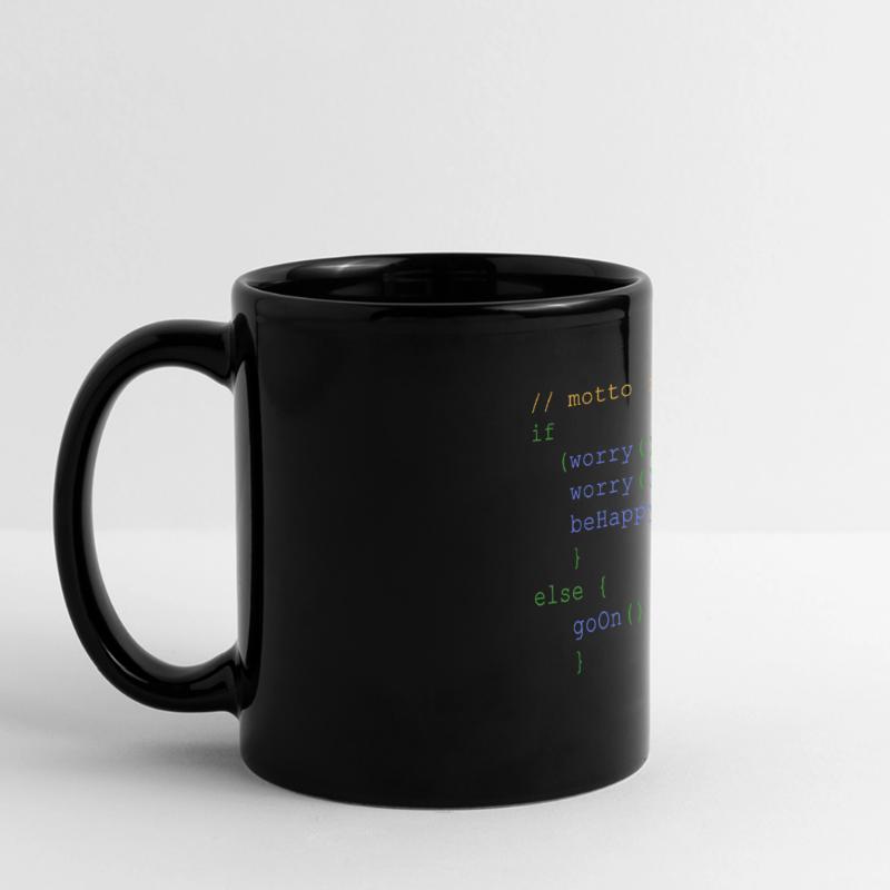 php code don' t worry be happy nerdshirt Full Colour Panoramic Mug