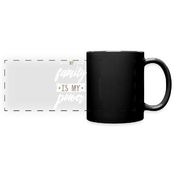 Love Familie Spruch Power - Panorama-Tasse farbig - Schwarz - Vorne