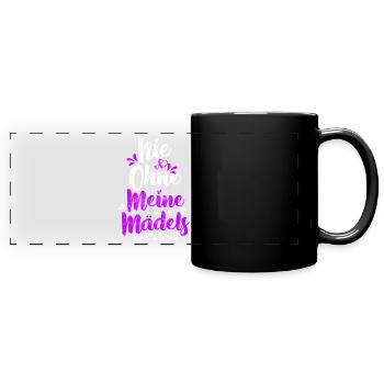 Nie ohne meine Mädels - Panorama-Tasse farbig - Schwarz - Vorne