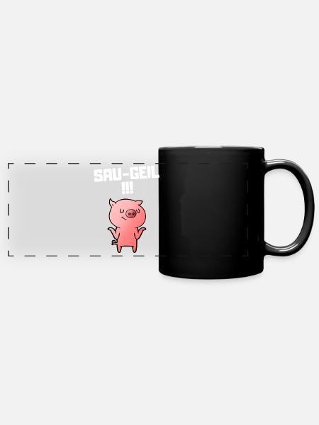 SAU-GEIL !!! - Panorama-Tasse farbig - Schwarz
