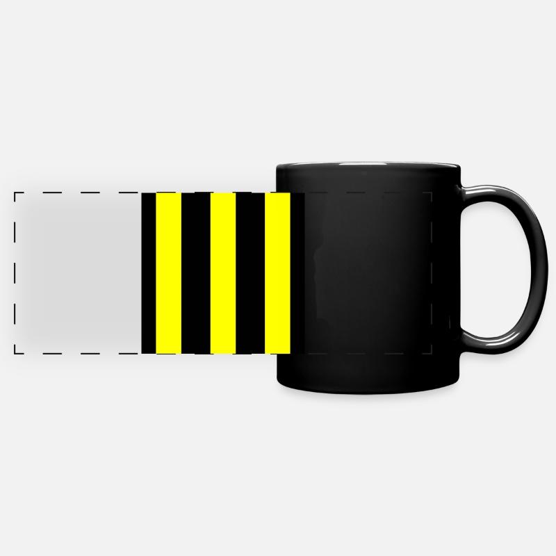 Rayures jaune noir - Mug panoramique uni - noir