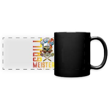 grillmeister skull cook skeleton grill - Full Colour Panoramic Mug - black - Front