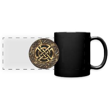 Keltischer ewiger Knoten - Panorama-Tasse farbig - Schwarz - Vorne
