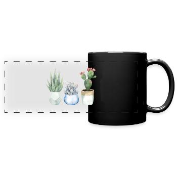 Vase cactus & succulents - Full Colour Panoramic Mug - black - Front