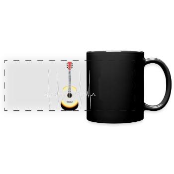 Acoustic guitar EKG heartbeat - Full Colour Panoramic Mug - black - Front