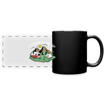 Camping - Panorama-Tasse farbig - Schwarz - Vorne