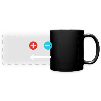 Plus- und Minusgesicht - Panorama-Tasse farbig - Schwarz - Vorne