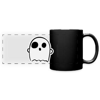 Cute Surprised Ghost - Full Colour Panoramic Mug - black - Front