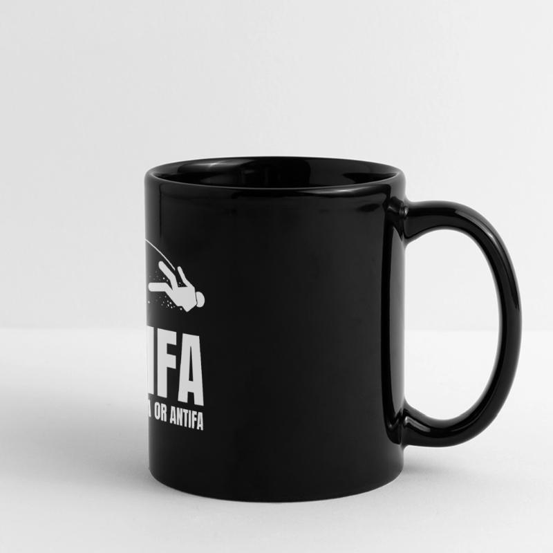 Antifa - Du bist entweder Fa oder Antifa Panorama-Tasse farbig