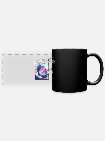 japan wave - Full Colour Panoramic Mug - black