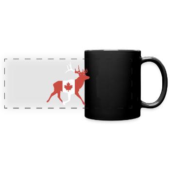 Hirsch mit kanadischer Flagge - Panorama-Tasse farbig - Schwarz - Vorne