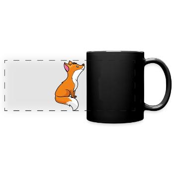 bande dessinée de renard - Mug panoramique uni - noir - Devant