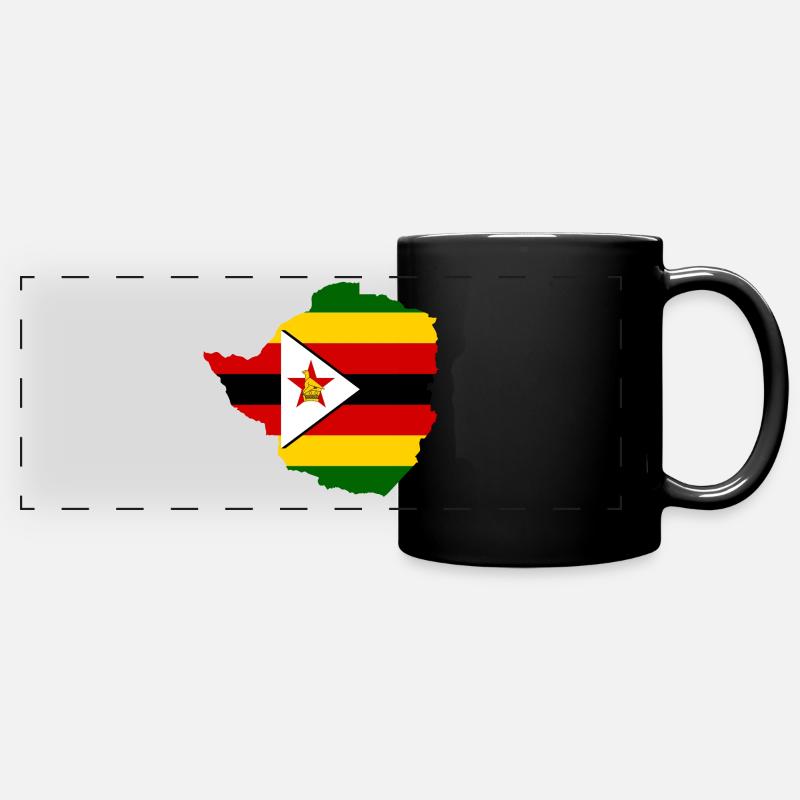 Drapeau du Zimbabwe carte drapeau - Mug panoramique uni - noir