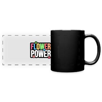 Flower Power - Blumen Power - Full Colour Panoramic Mug - black - Front