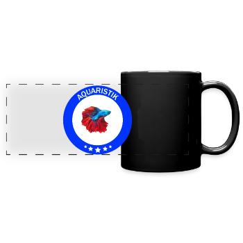 Aquaristik Badge mit Kampffisch Betta splendens - Panorama-Tasse farbig - Schwarz - Vorne