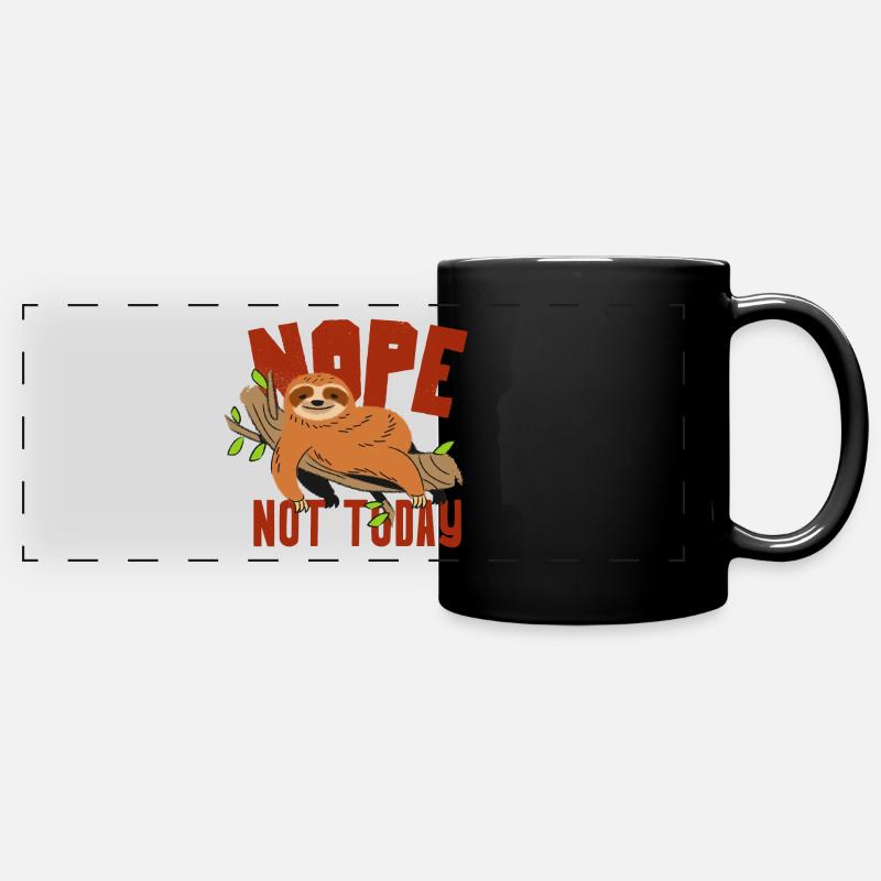 Faultier lustig - Nope nicht heute - Panorama-Tasse farbig - Schwarz