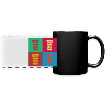 Hessen Hessisch Geschenk Babbel Apfelwein Appelwoi - Panorama-Tasse farbig - Schwarz - Vorne