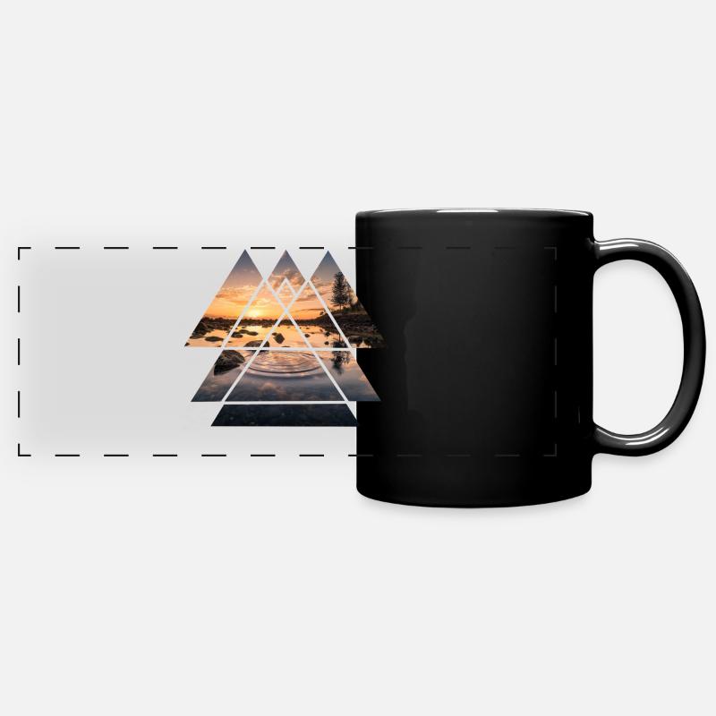 Lac abstrait - Mug panoramique uni - noir