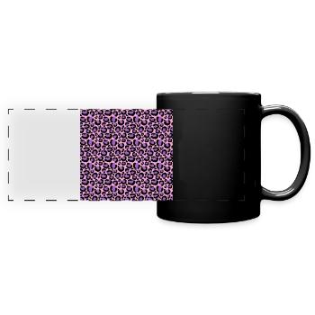 Violet Pink Cheetah Leopard Pattern Animal Lover - Full Colour Panoramic Mug - black - Front