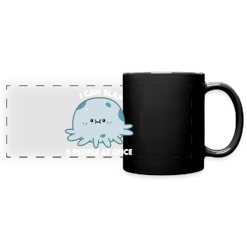 Funny Slapping Octopus - Octopus - Full Colour Panoramic Mug - black - Front