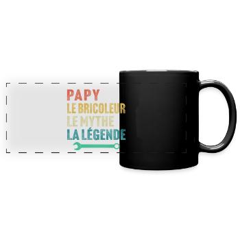 Papy le bricoleur le mythe la légende - Mug panoramique uni - noir - Devant