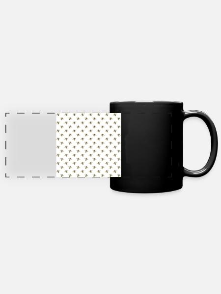 Vintage Gold Honey Bees Pattern - Full Colour Panoramic Mug - black