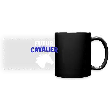 futur cavalier cadeau cavalier équitation - Mug panoramique uni - noir - Devant