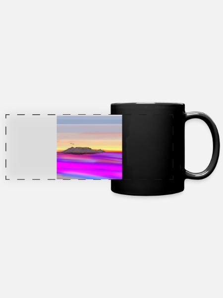 table mountain sketch - Panorama-Tasse farbig - Schwarz