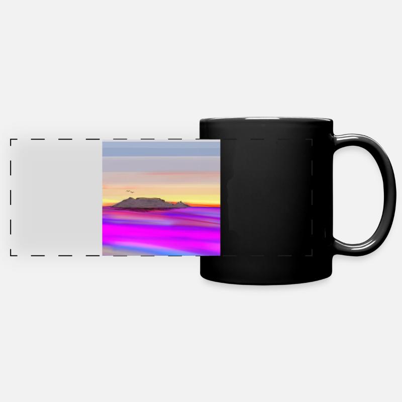 table mountain sketch - Panorama-Tasse farbig - Schwarz