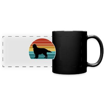 Retriever à poil plat Silhouette Vintage Sunse - Mug panoramique uni - noir - Devant