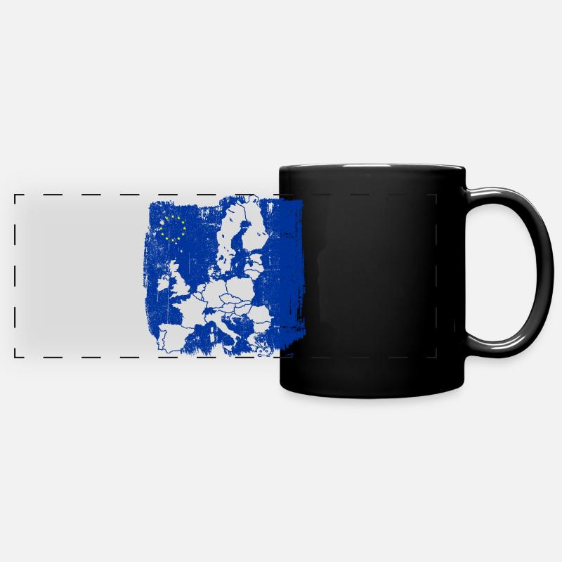Silhouette de la carte de l’Europe Bleue - Mug panoramique uni - noir