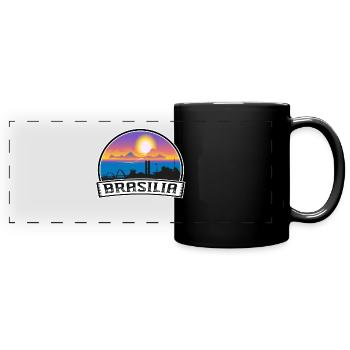 Brasilia Brazil Skyline Vintage Sunset Travel Souv - Full Colour Panoramic Mug - black - Front