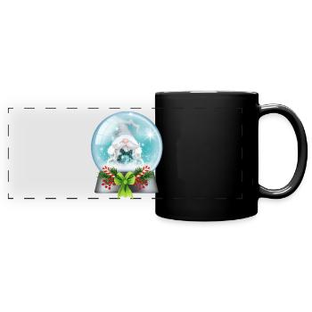 Boule à neige Père Noël avec cannes de bonbon - Mug panoramique uni - noir - Devant