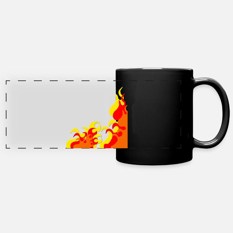 flammen Eckmuster, cooles naturmuster, beliebt - Panorama-Tasse farbig - Schwarz