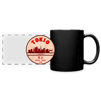 Tokio Skyline Vintage Abzeichen - Panorama-Tasse farbig - Schwarz - Vorne
