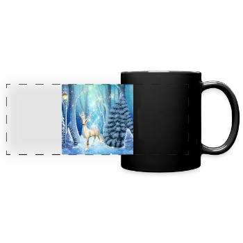 Merveilleux rennes fantastiques dans un paysage hivernal - Mug panoramique uni - noir - Devant