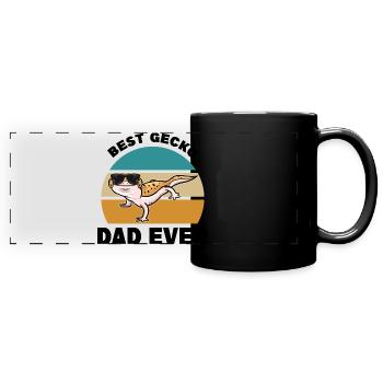Gecko Papa | Geckos Haustier Reptilien Geschenke - Panorama-Tasse farbig - Schwarz - Vorne