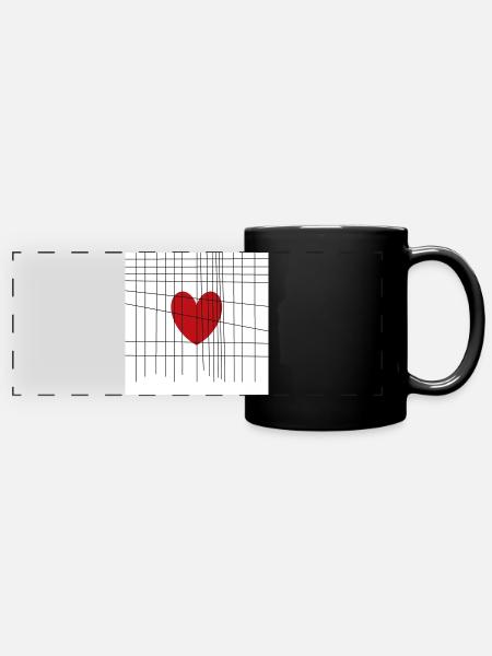 Herz hinter Gittern - Panorama-Tasse farbig - Schwarz