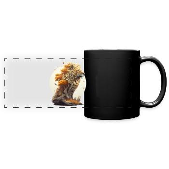 Lion avec corps de savane, design abstrait de lion - Mug panoramique uni - noir - Devant