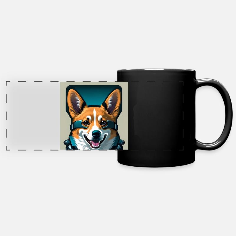 Astronaut Corgi - Full Colour Panoramic Mug - black