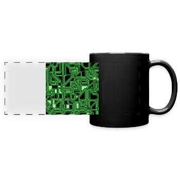 Traces (vert, technologie) - Mug panoramique uni - noir - Devant