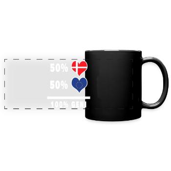Europe et Danemark 100% drapeau de génie - Mug panoramique uni - noir - Devant