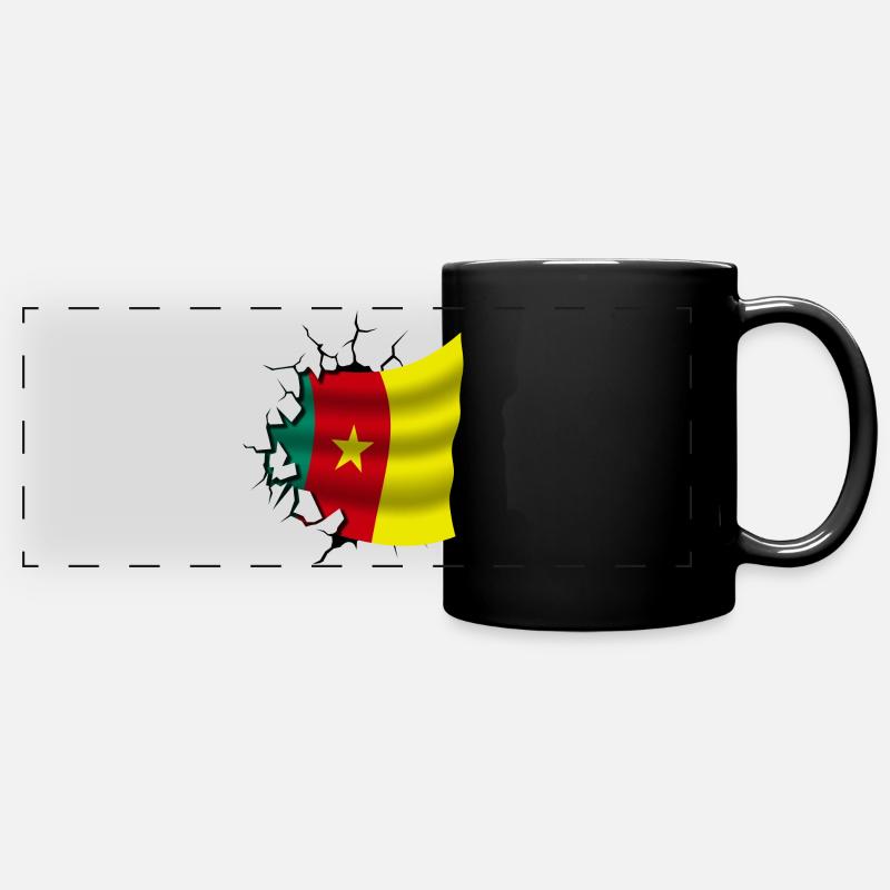 Drapeau du Cameroun - Cameroun - Drapeau Broken Design - Mug panoramique uni - noir