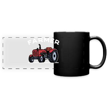 Commercial Vehicle Tractor Field Farmer Saying Organic Farmer - Full Colour Panoramic Mug - black - Front