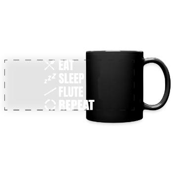 Eat Sleep Flute Repeat - Panorama-Tasse farbig - Schwarz - Vorne
