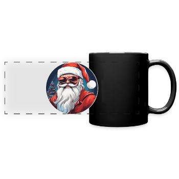 Frohe Weihnachten - Panorama-Tasse farbig - Schwarz - Vorne