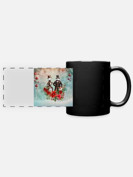 Steampunk Schneemann - Panorama-Tasse farbig - Schwarz