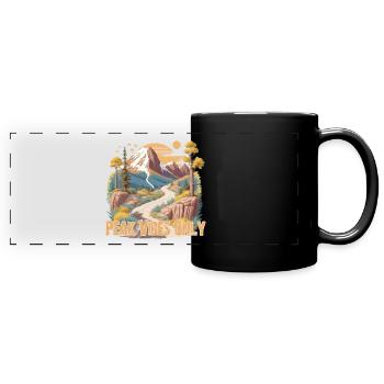 Hiking, Mountains - Full Colour Panoramic Mug - black - Front